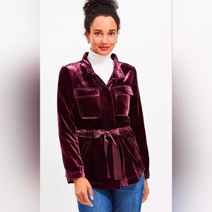 NWT!!! LOFT VELVET JACKET IN BLACKBERRY (RICH BURGUNDY) SIZE LARGE